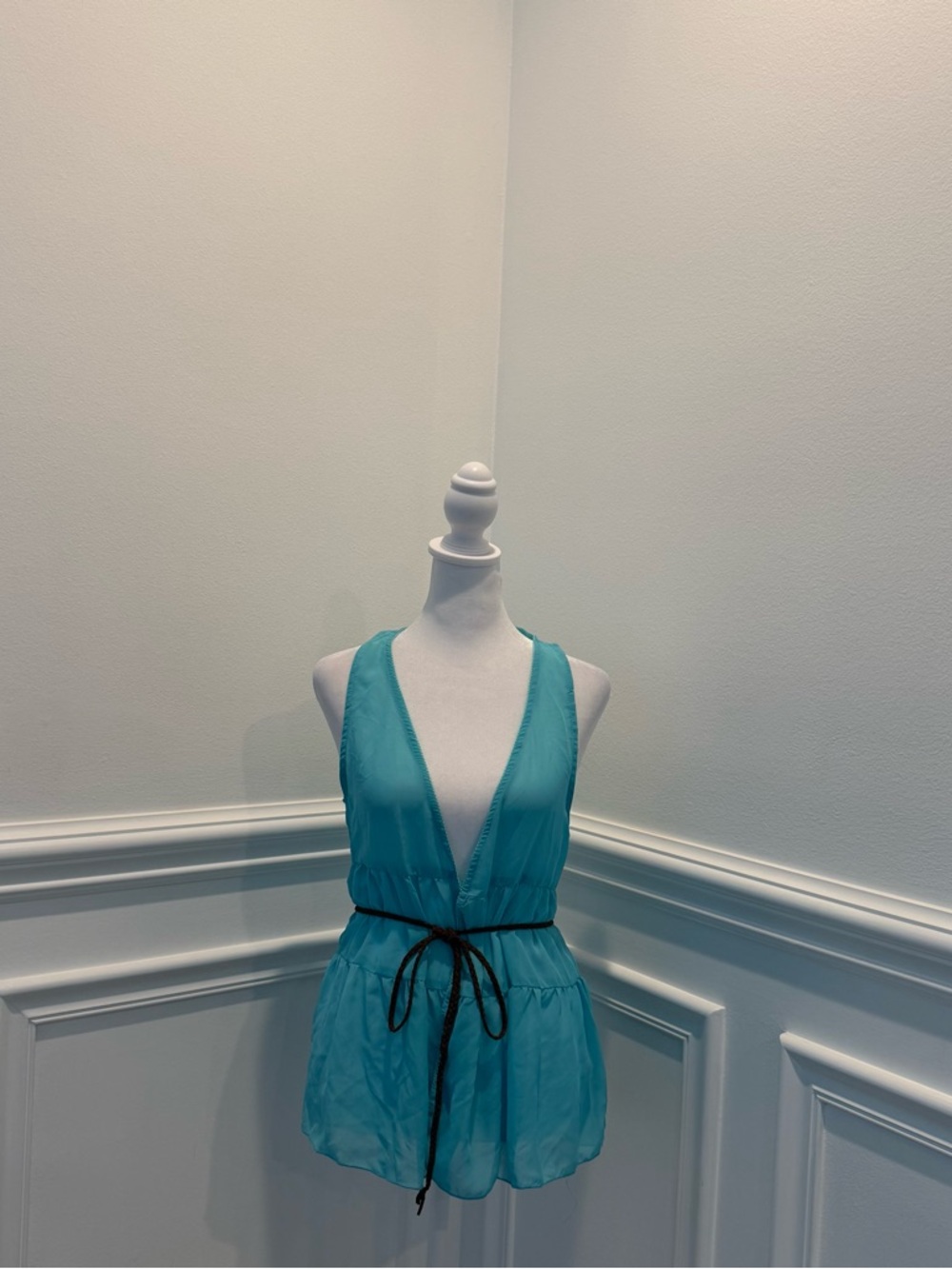 Self Esteem Teal Plunging Babydoll Top